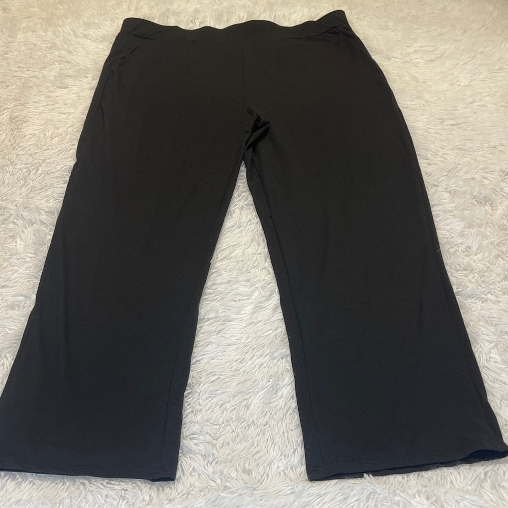 WOMENS Black Wide-Leg Pants SIZE 3X 95 POLYESTER, 5 ELASTANE ELASTIC WAISTBAND